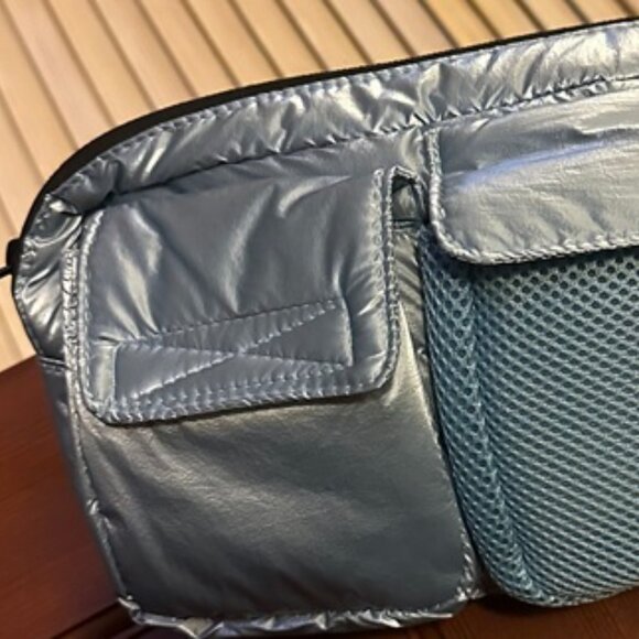 NWT Free People Courtside Cargo Sling Blue Metallic Belt Bag - Picture 4 of 6